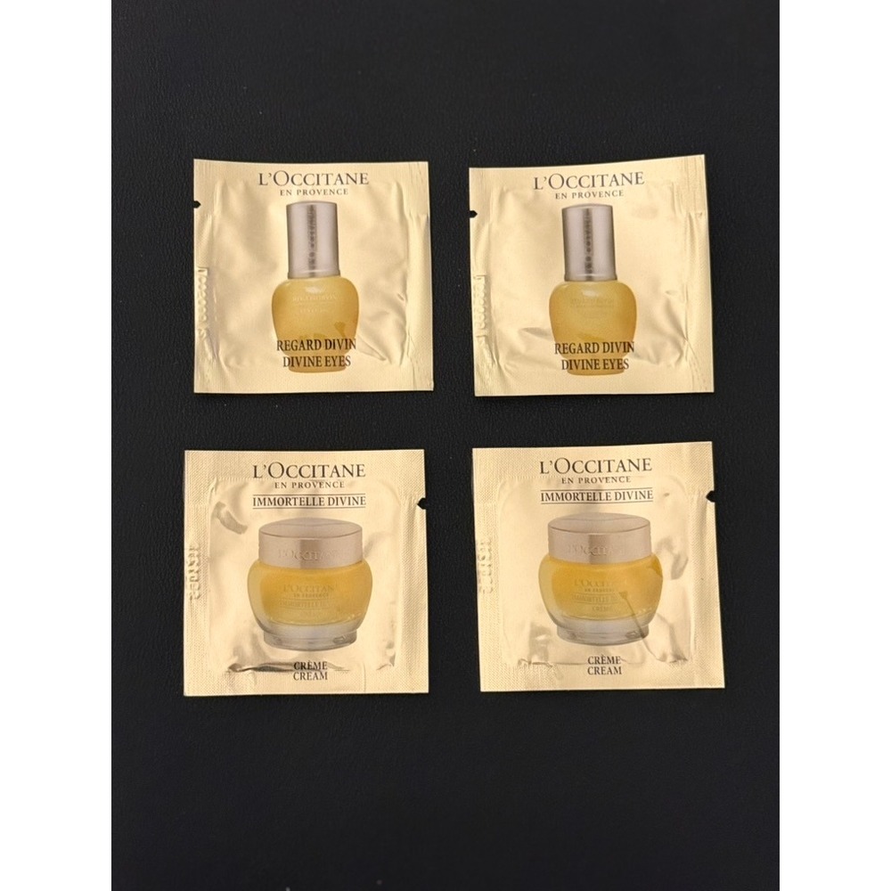 L'Occitane Immortelle Divine Skincare Sample Lot – Eye Cream & Face Cream 4pc